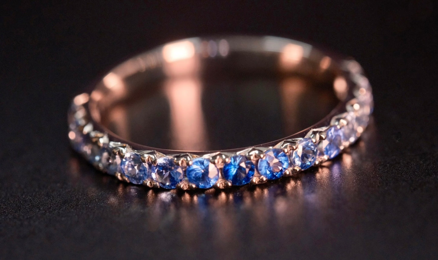 Natural Sapphire Eternity Ring in 18K White Gold