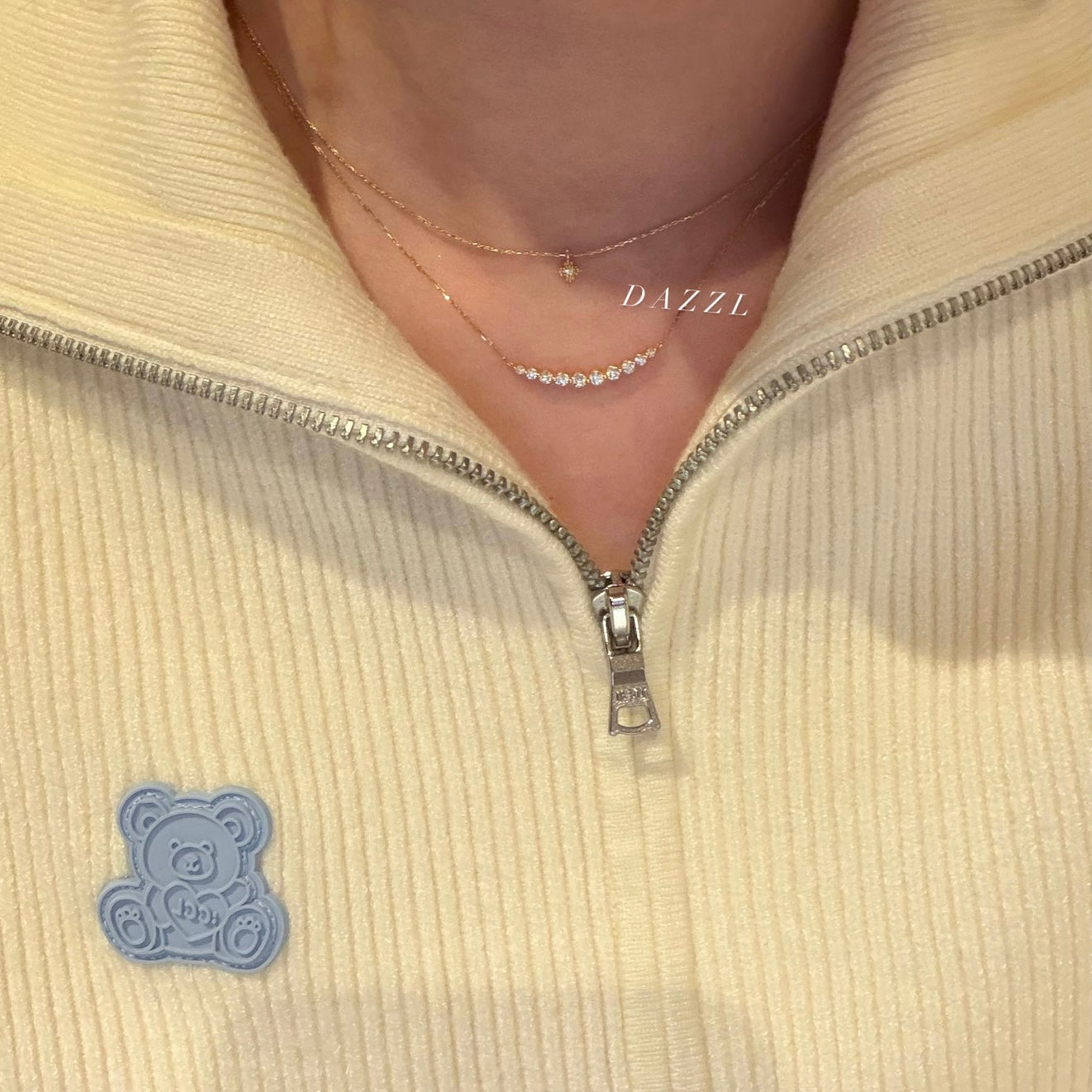 18K金培育鑽石微笑頸鏈￼