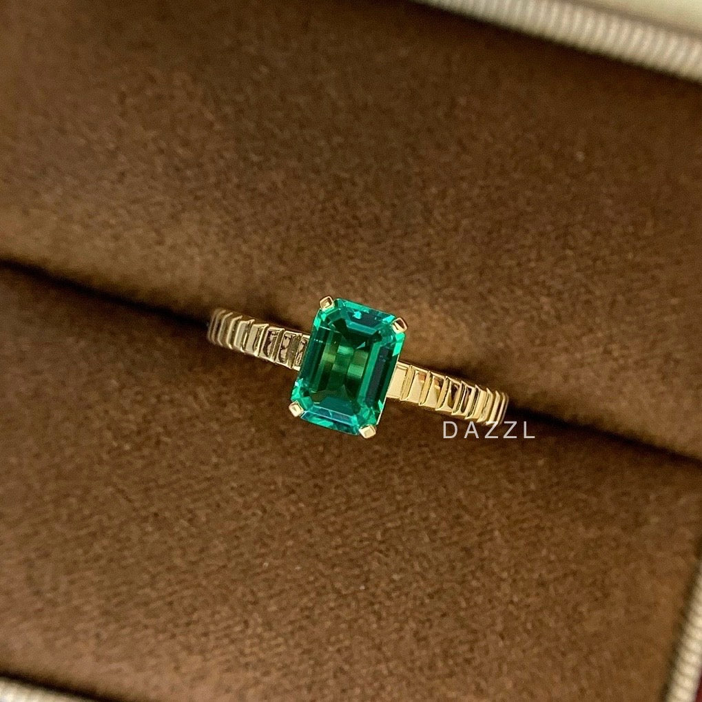 1ct Emerald Lab-Grown Diamond Ring in 18K Gold