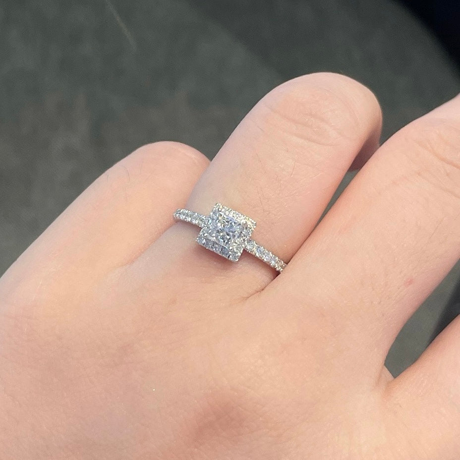 0.83ct Natural Diamond Princess Ring in 18K White Gold