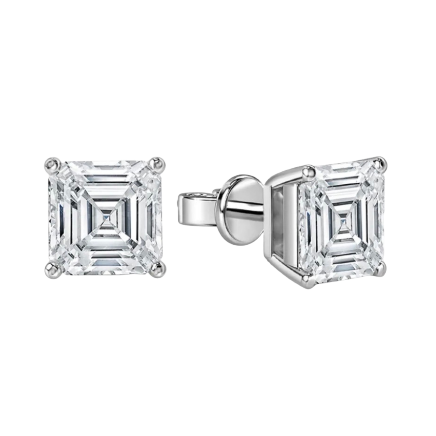 18K金高質培育鑽石耳釘 配18K金耳托