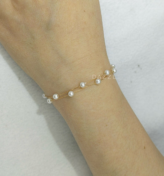 Freshwater Pearl Double Bracelet in 18K Rose Gold