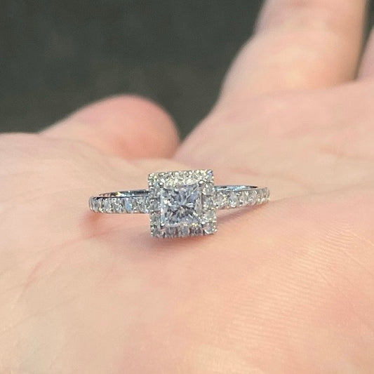0.83ct Natural Diamond Princess Ring in 18K White Gold