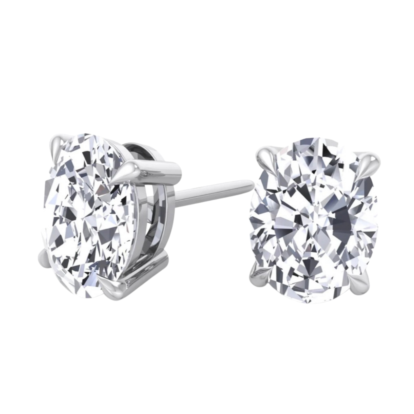 18K金高質培育鑽石耳釘 配18K金耳托