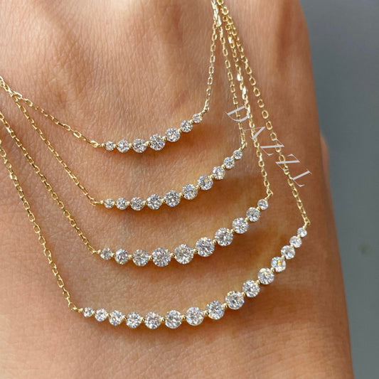 18K金培育鑽石微笑頸鏈￼