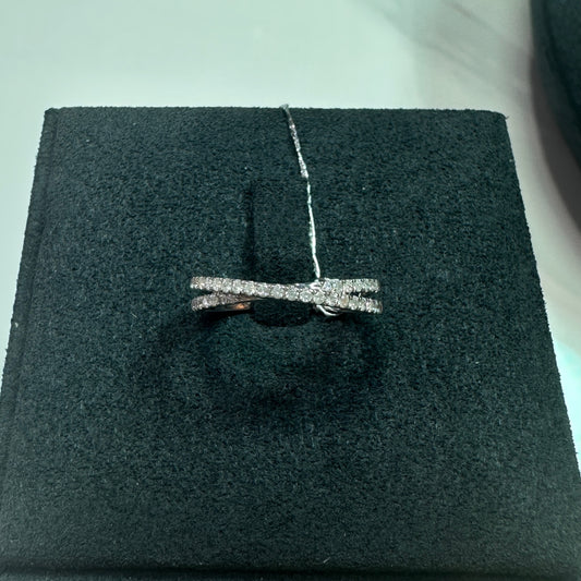 Mini Cross Natural Diamond Ring in 18K White Gold