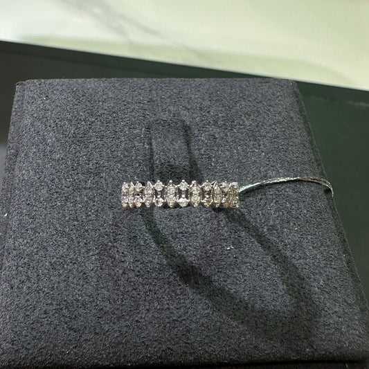 Italian Lace Designed Natural Diamond Ring in 18K White Gold