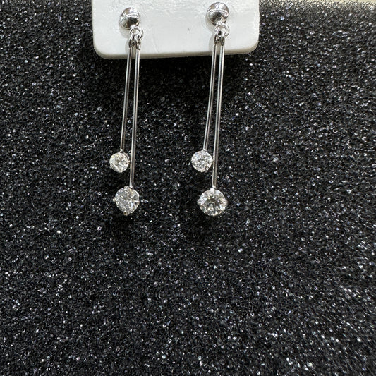 Drop and Dangle Natural Diamond Earrings in 18K White Gold