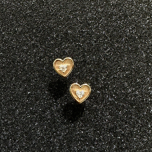 Heart Shape Natural Diamond Earrings in 18K Yellow Gold