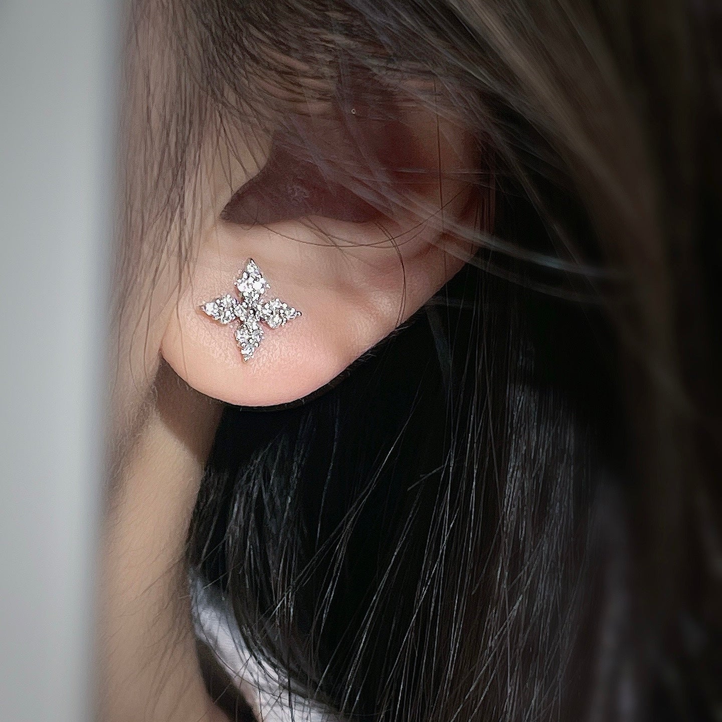 0.36ct Natural Diamond Earrings in 18K White/ Rose Gold