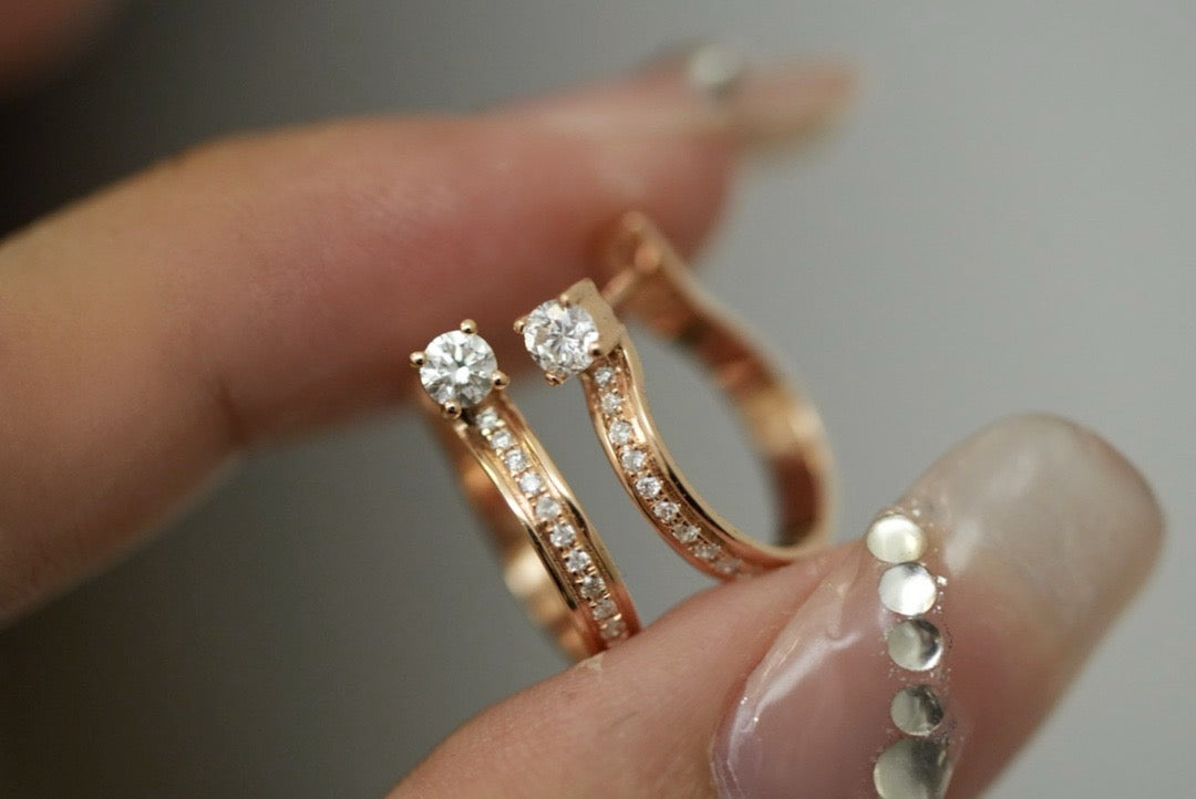 Natural Diamond Earring in 18K Rose Gold