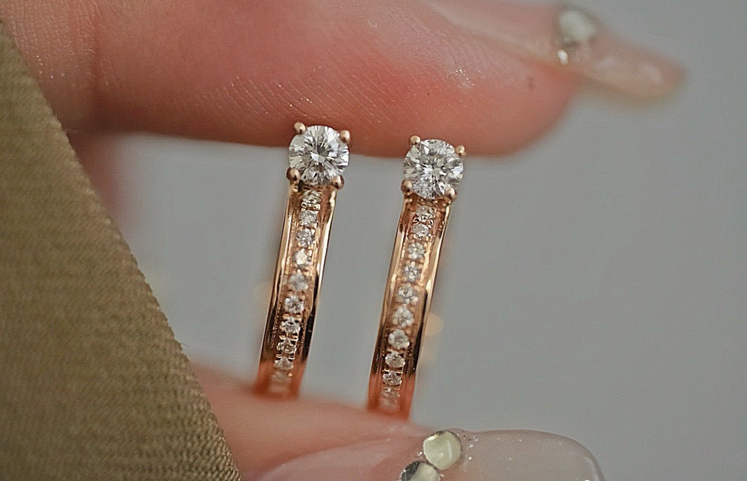 Natural Diamond Earring in 18K Rose Gold