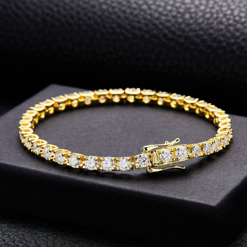 5.40ct Round Cut Lab-Grown Diamonds Bracelet in 18K Yellow/White Gold