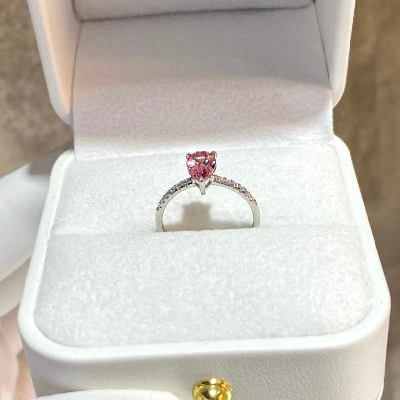 1ct Pink Sapphire & Lab-Grown Diamond Ring in 18K White Gold